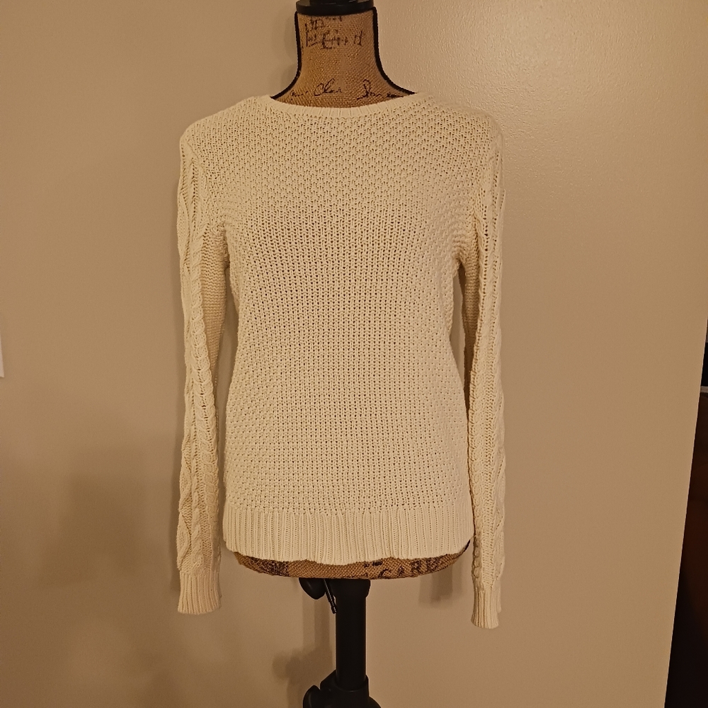Lauren Ralph Lauren Textured Crew Neck Knit Sweater Cream Size L - Picture 2 of 12